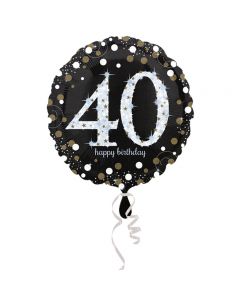 Ballon mit der Zahl 40 in schwarz mit metallischen Effekten