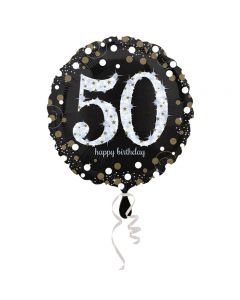Ballon mit der Zahl 50 in schwarz mit metallischen Effekten