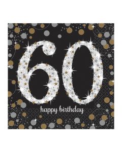 16 Servietten 60 Sparkling Celebration - Silver & Gold 33 x 33 cm