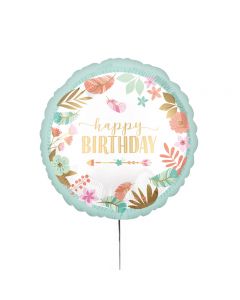 Standard BOHO Birthday Girl Satin Folienballon S40 verpackt