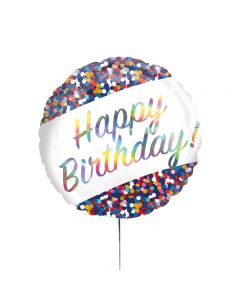 Folienballon 'Happy Birthday' bunte mit Konfetti-Motiv