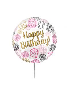 Folienballon 'Happy Birthday' Diamanten
