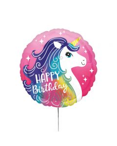 Folienballon 'Happy Birthday' pinkes Einhorn