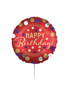 Folienballon 'Happy Birthday' satin-rot