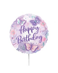 Standard Flutter Happy Birthday Folienballon rund S40 verpackt 43 cm