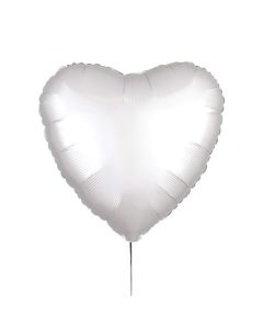 Standard "Satin Luxe White" Folienballon Herz, S15, verpackt, 43cm
