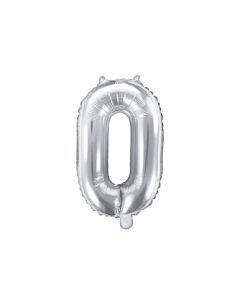 Folienballon Kleine Zahl 0 in Silber