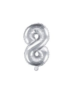 Folienballon Kleine Zahl 8 in Silber