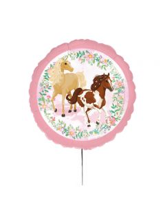 Standard "Beautiful Horses" Foil Balloon Round, S40, packed, 43 cm