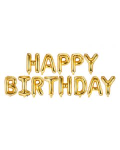 Folienballon-Girlande 'Happy Birthday' in gold