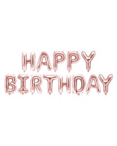 Folienballon-Girlande 'Happy Birthday' in rosé-gold
