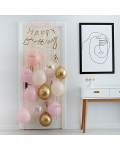 Balloon Door Kit - Happy Birthday - Peach and Foiled