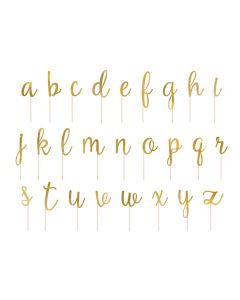Caketopper Alphabet, gold, 9,5-12cm