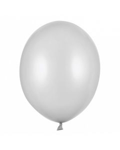 Ballons Strong 30cm, Metallic Silver Snow, 10 Stk