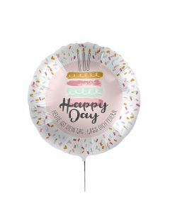 Ballon 'Happy Day' mit Kuchen-Aufdruck