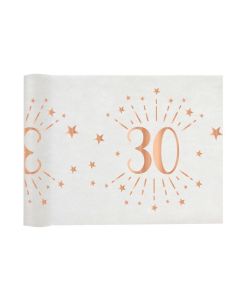 Tischläufer '30' in weiß mit rosé goldenen Details