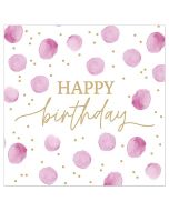 Serviette/33x33/HappyBirthday/Dots/ pink