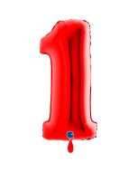 Folienballon Grosse Zahl 1 Rot ca. 86 cm