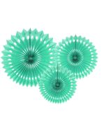 Dekorative Rosetten Mint 20 - 30 cm - 3 Stk.
