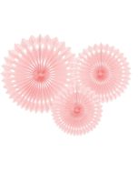 Dekorative Rosetten Hellrosa 20 - 30 cm - 3 Stk.