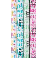 Geschenpapier Birthday Graffiti 200 x 70 cm - 4-fach sortiert