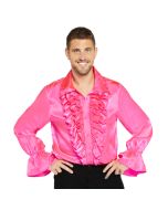 Erwachsenenkostüm Satin Shirt Pink Größe L