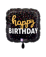 Folienballon - Happy Birthday Script Konfetti 43 cm