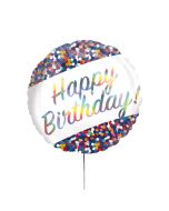 Folienballon 'Happy Birthday' bunte mit Konfetti-Motiv