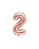 Folienballon Kleine Zahl 2 in Rosé Gold