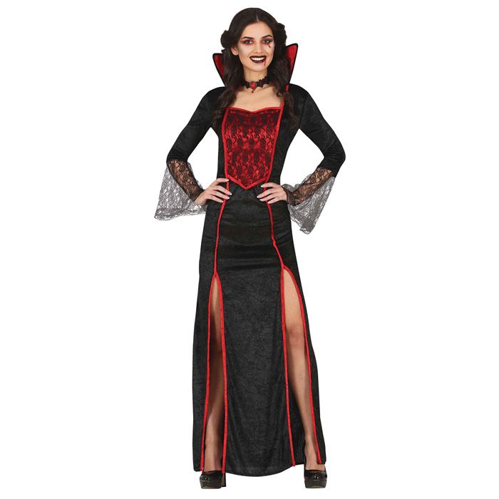Vampirin-Kostüm Für Damen – Mit Kleid, Handschuhen & Choker (Größe L)