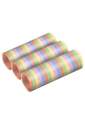 3 Luftschlangen aus Papier pastell-gestreift