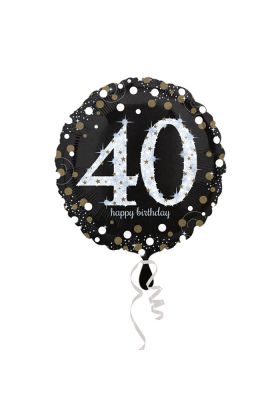 Ballon mit der Zahl 40 in schwarz mit metallischen Effekten
