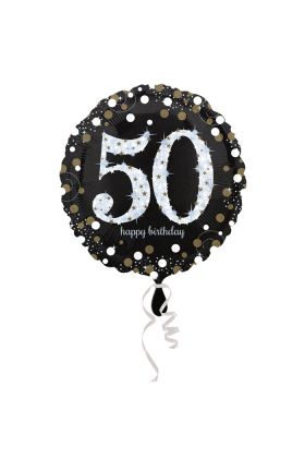 Ballon mit der Zahl 50 in schwarz mit metallischen Effekten