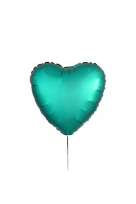 Ballon in Herzform in der Farbe Jadegrün Satin