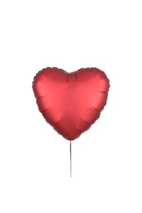 Ballon in Herzform in der Farbe Rot Satin