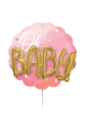 3-D Folienballon 'Oh Baby' rosa 