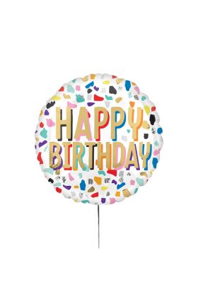 Standard Happy Birthday Konfetti Folienballon S40 verpackt