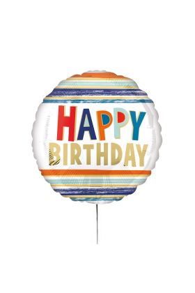 Standard Geburtstag Buchstaben und Streifen Folienballon S40 verpackt