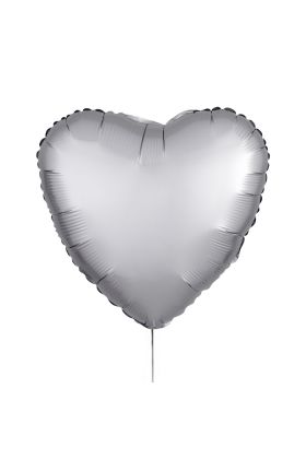 Ballon in Herzform in der Farbe Silber Satin