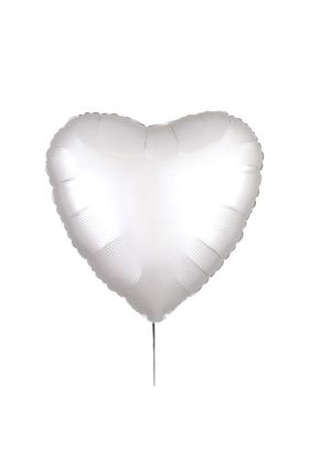 Standard Satin Luxe White Folienballon Herz, S15, verpackt, 43cm