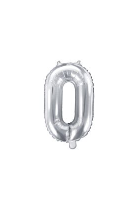 Foil Balloon Number "0", 35cm, silver