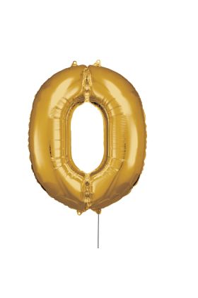 Grosse Zahl 0 Gold Folienballon N34 verpackt 66 cm x 88 cm
