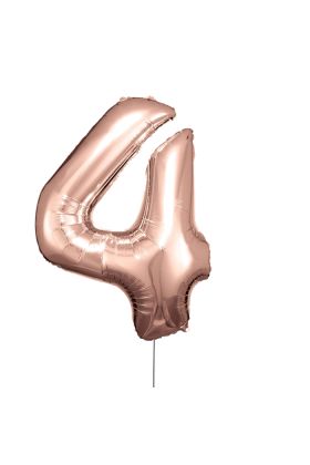 Grosse Zahl 4 Rosé Gold Folienballon N34 verpackt 66 cm x 88 cm