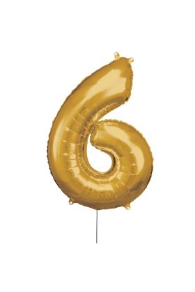 Folienballon Große Zahl 6 in Gold