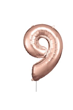 Grosse Zahl 9 Rosé Gold Folienballon N34 verpackt 63 cm x 86 cm