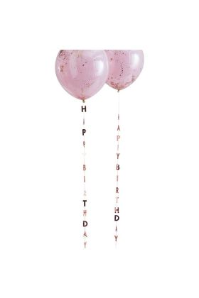 Ballonband 'Happy Birthday' in rosé gold