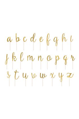 Caketopper Alphabet, gold, 9,5-12cm