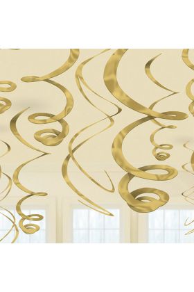 12 Deko-Spiralen gold Folie 55,8 cm
