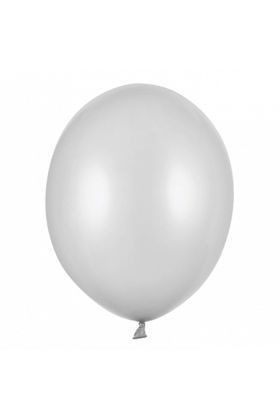 Strong Balloons 30cm, Metallic Silver Snow (1 pkt / 10 pc.)