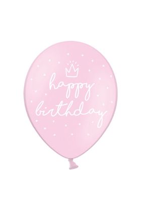 Ballons 30cm, happy birthday, P. Baby Pink